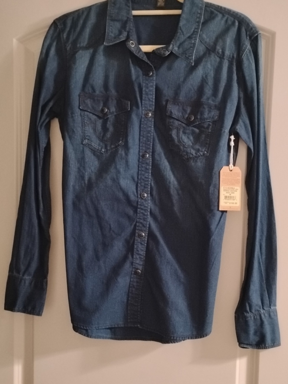 True Religion Women's Button-Down Denim Shirt - Dark Blue